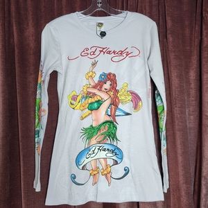 Ed Hardy by Christian Audigier Long Sleeve Shirt Women's Size L